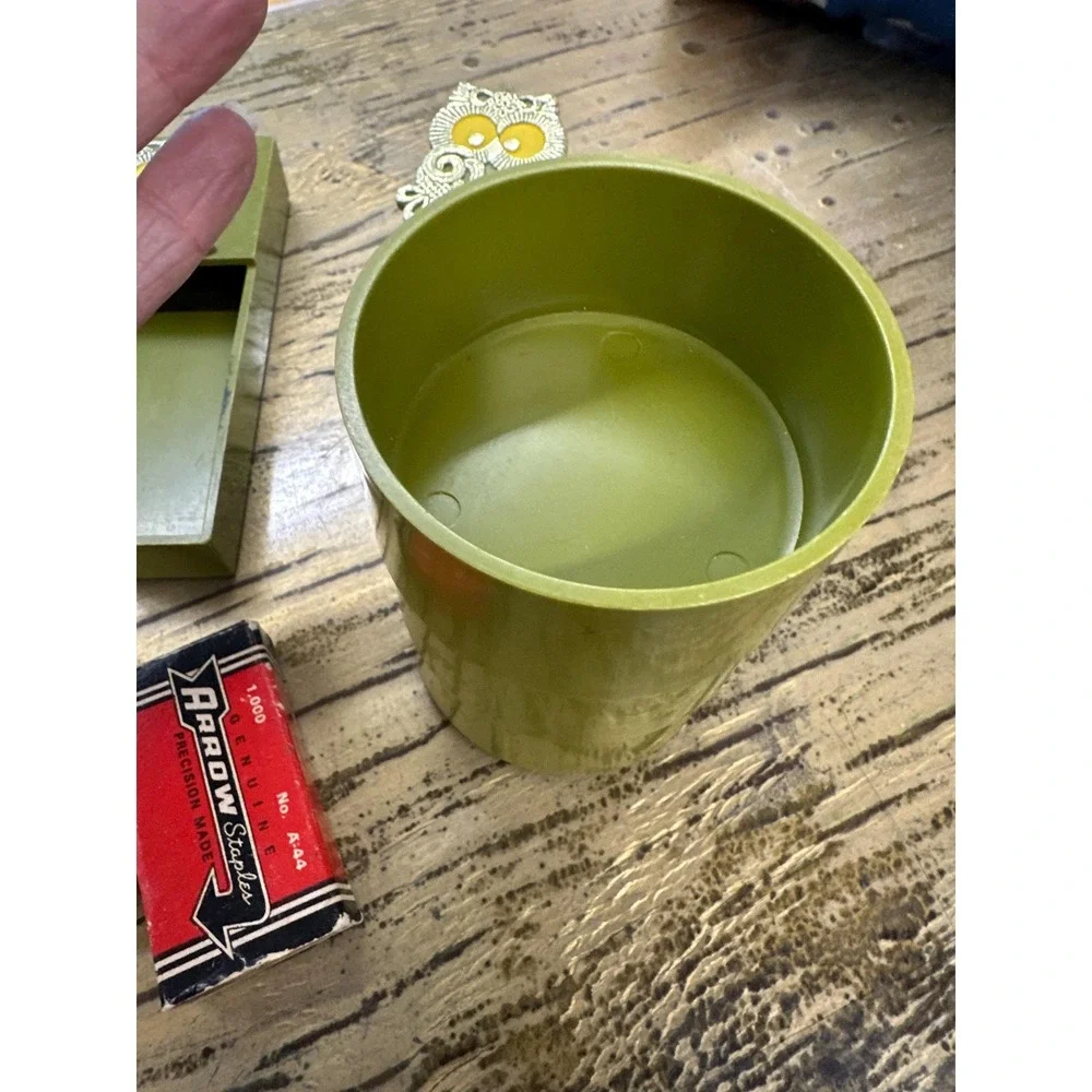 Vintage Owl 3pc Desk Set - Avocado Green